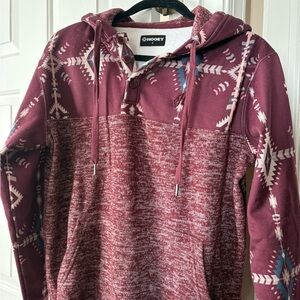 Hooey Burgundy Aztec Hoodie